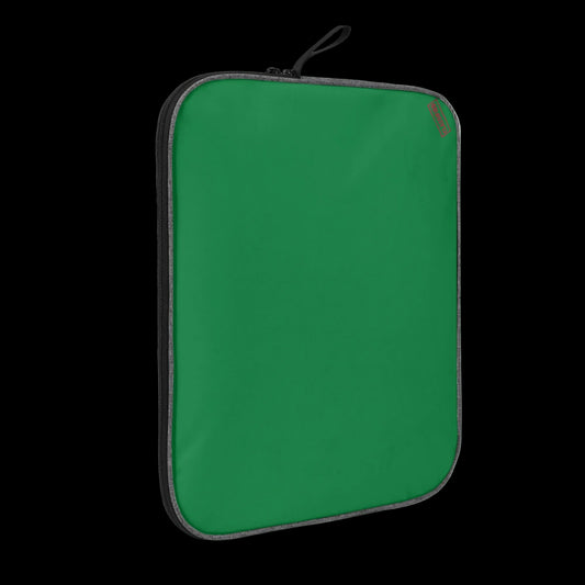 Slim-profile Green Blank Slate tech sleeve showing the impact-resistant padded edges for MacBook and iPad protection.