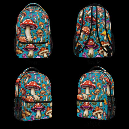 Water-resistant material detail on nature-themed utility backpack.