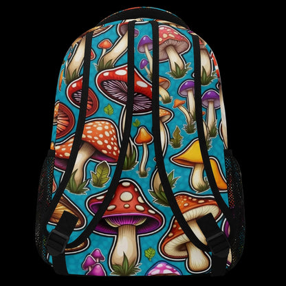 Spore-Seeker mushroom print backpack for school and outdoors.