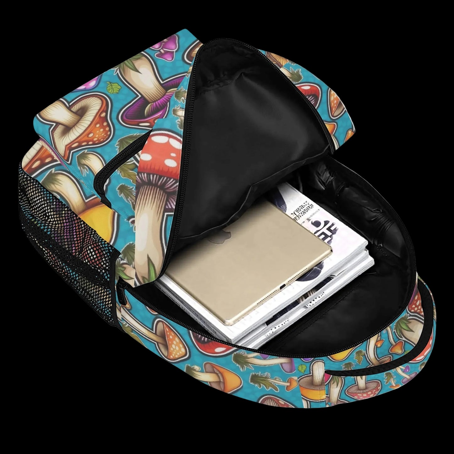 Interior of 15-inch mushroom laptop bag showing padded compartment.