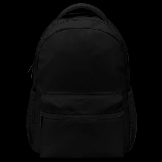 he Blank Slate Black 15-inch minimalist school backpack - Front View.