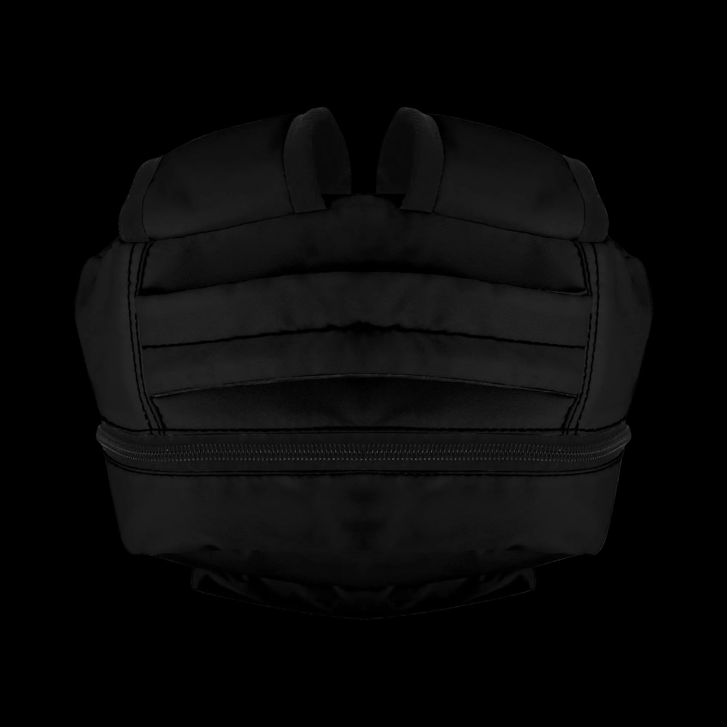 Rear view of the black 15-inch backpack showing padded straps and chest buckle.