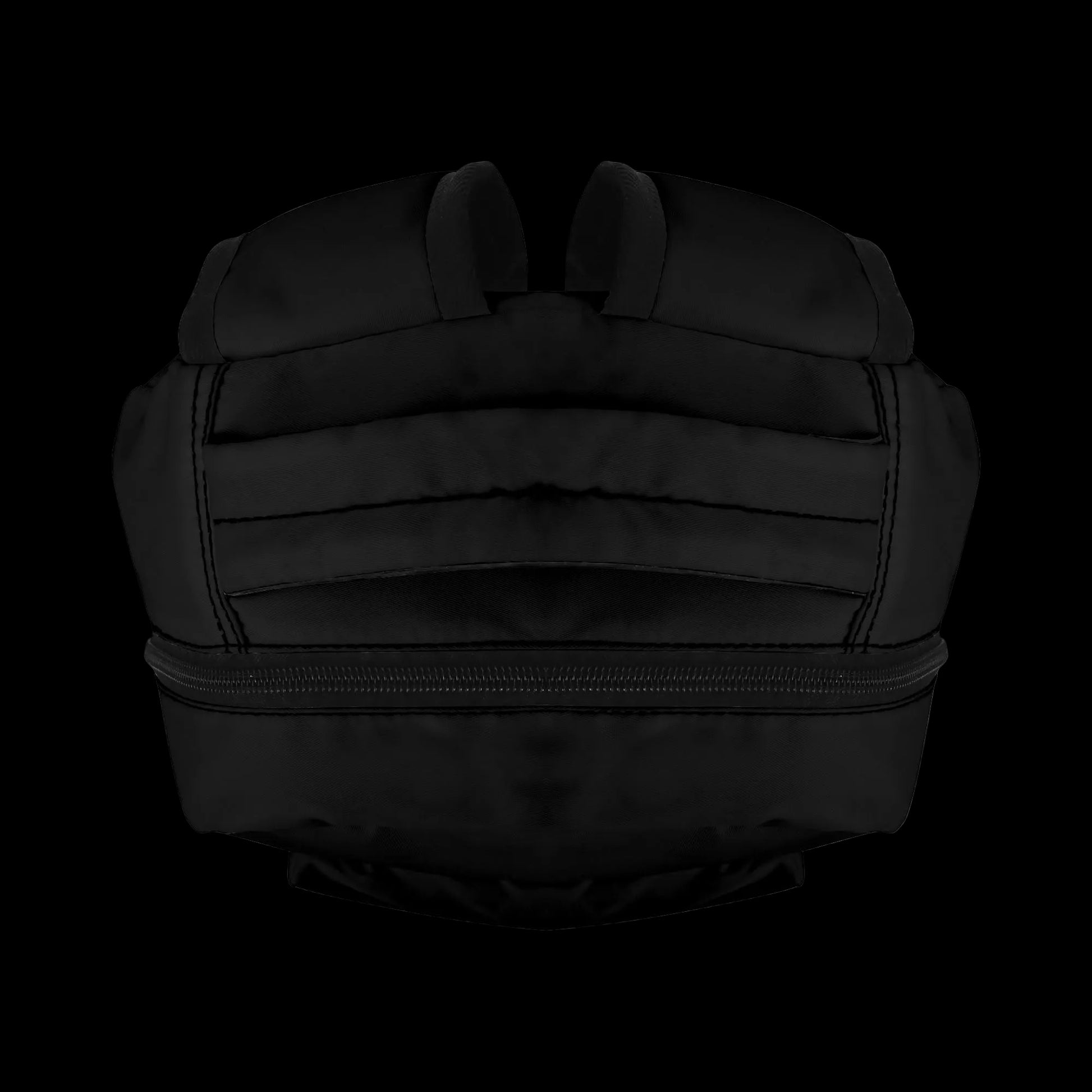 Rear view of the black 15-inch backpack showing padded straps and chest buckle.