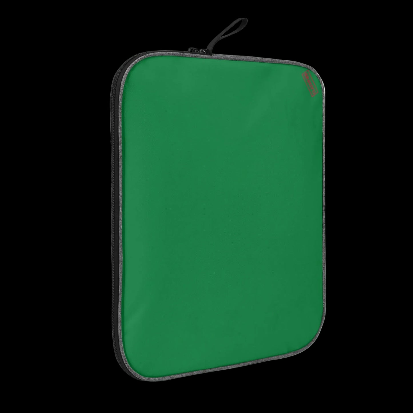 Slim-profile Green Blank Slate tech sleeve showing the impact-resistant padded edges for MacBook and iPad protection.