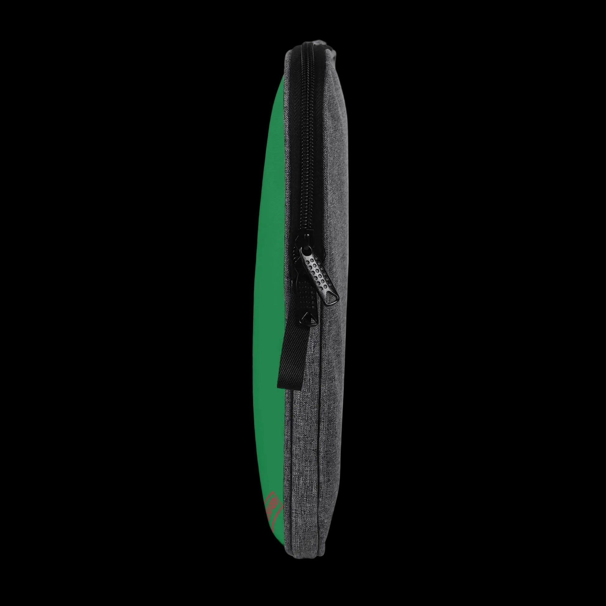 Heavy-duty snag-free zipper detail on the Green Blank Slate Laptop Sleeve for secure, school-ready device storage.