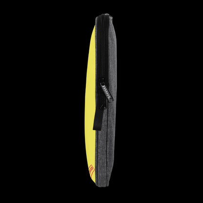 Heavy-duty snag-free zipper detail on the Yellow Blank Slate Laptop Sleeve for secure, school-ready device storage.